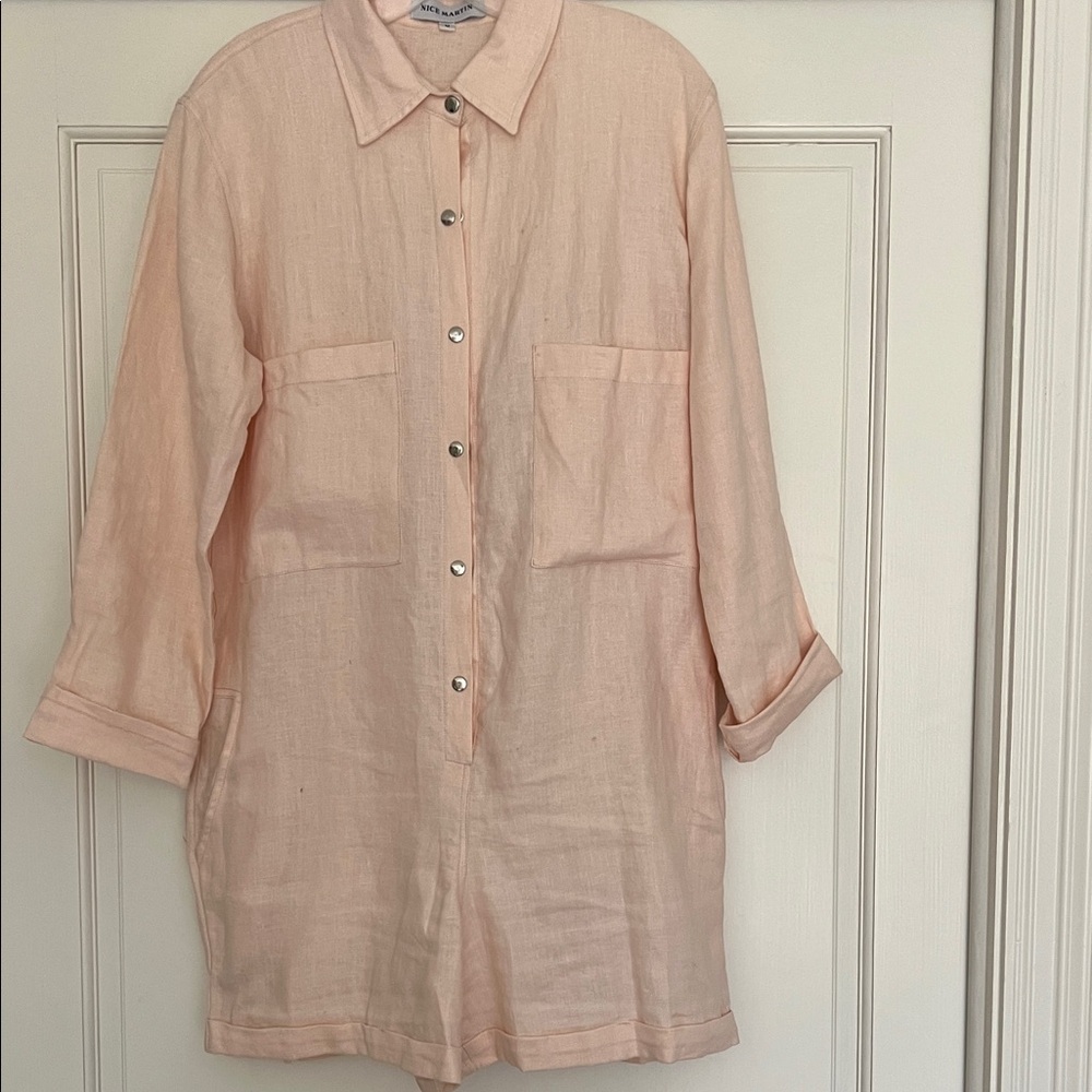 Women's Pink Button-Up Jumpsuit